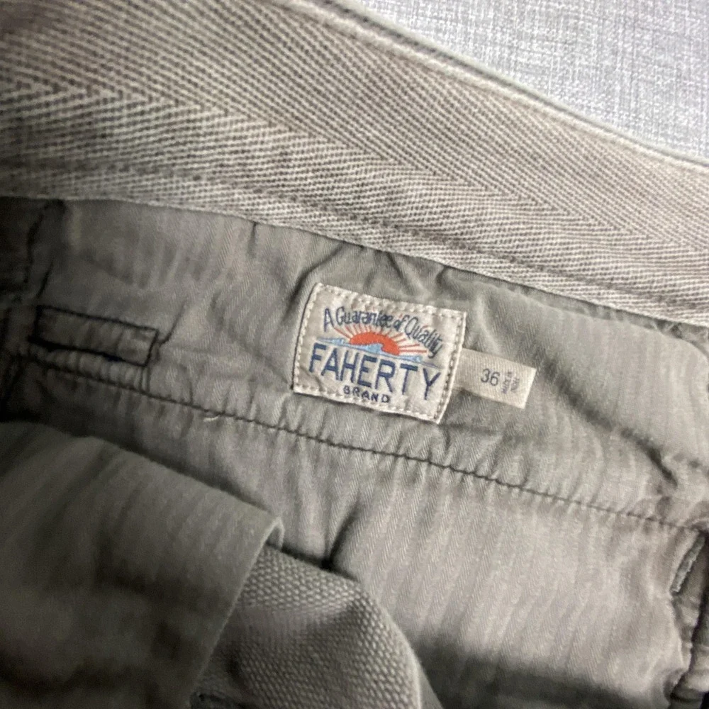 Faherty Pants Mens 36x28 Gray Chino Slim Stretch Tapered Cotton Blend Casual